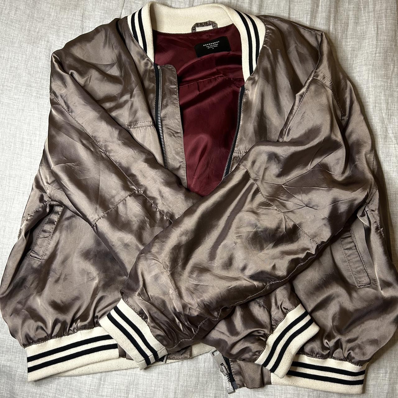 Satin Green Bomber Jacket Brand Represent Color... Depop