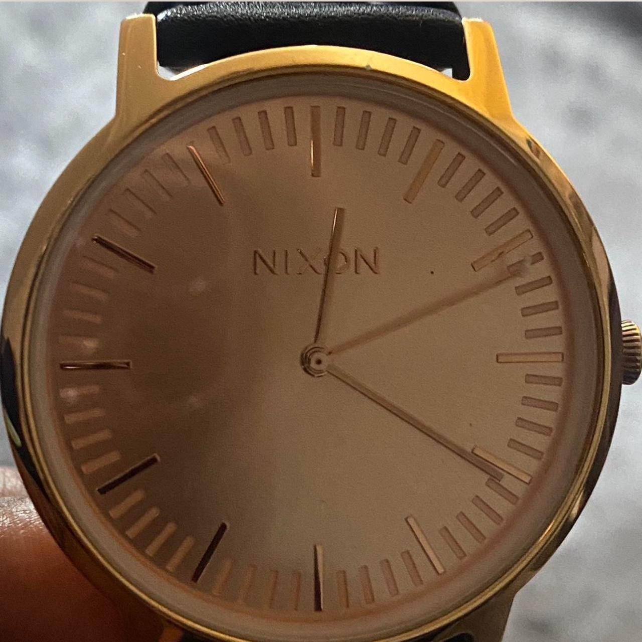 Nixons men s 40mm porter leather watch All Rose. Depop