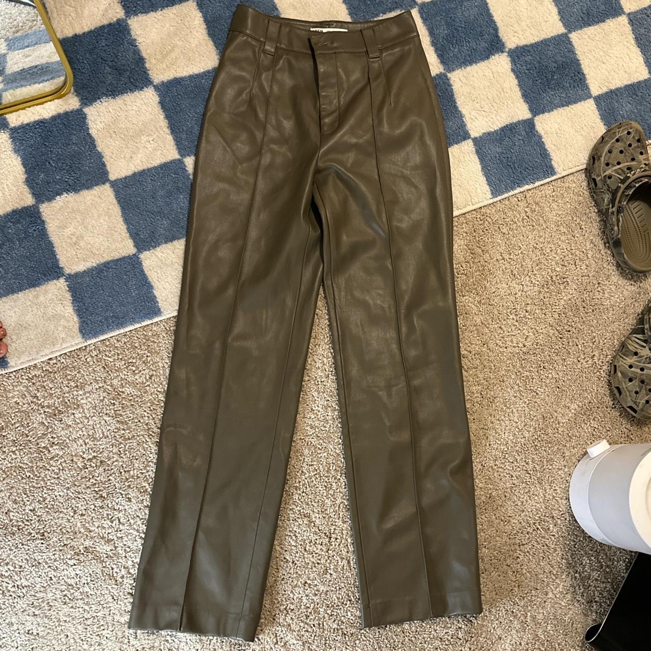 Leather Zara pants, Greyish brown color, High waisted