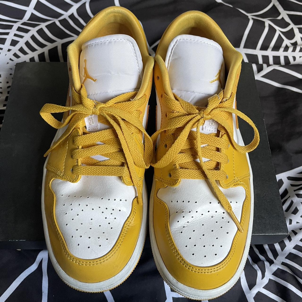 Jordan Men's Yellow and White Trainers Depop