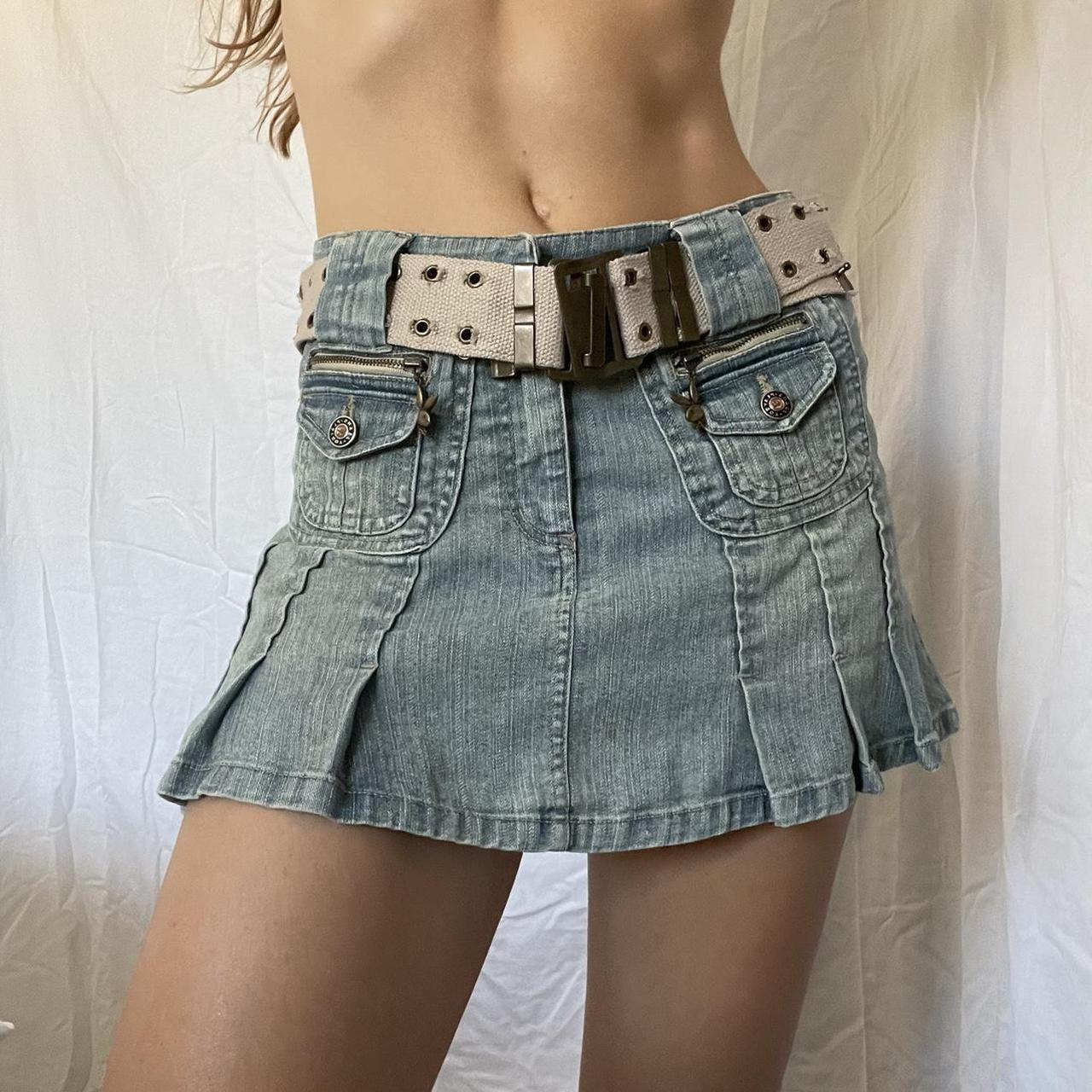 Vintage playboy denim pleated skirt I have the... - Depop