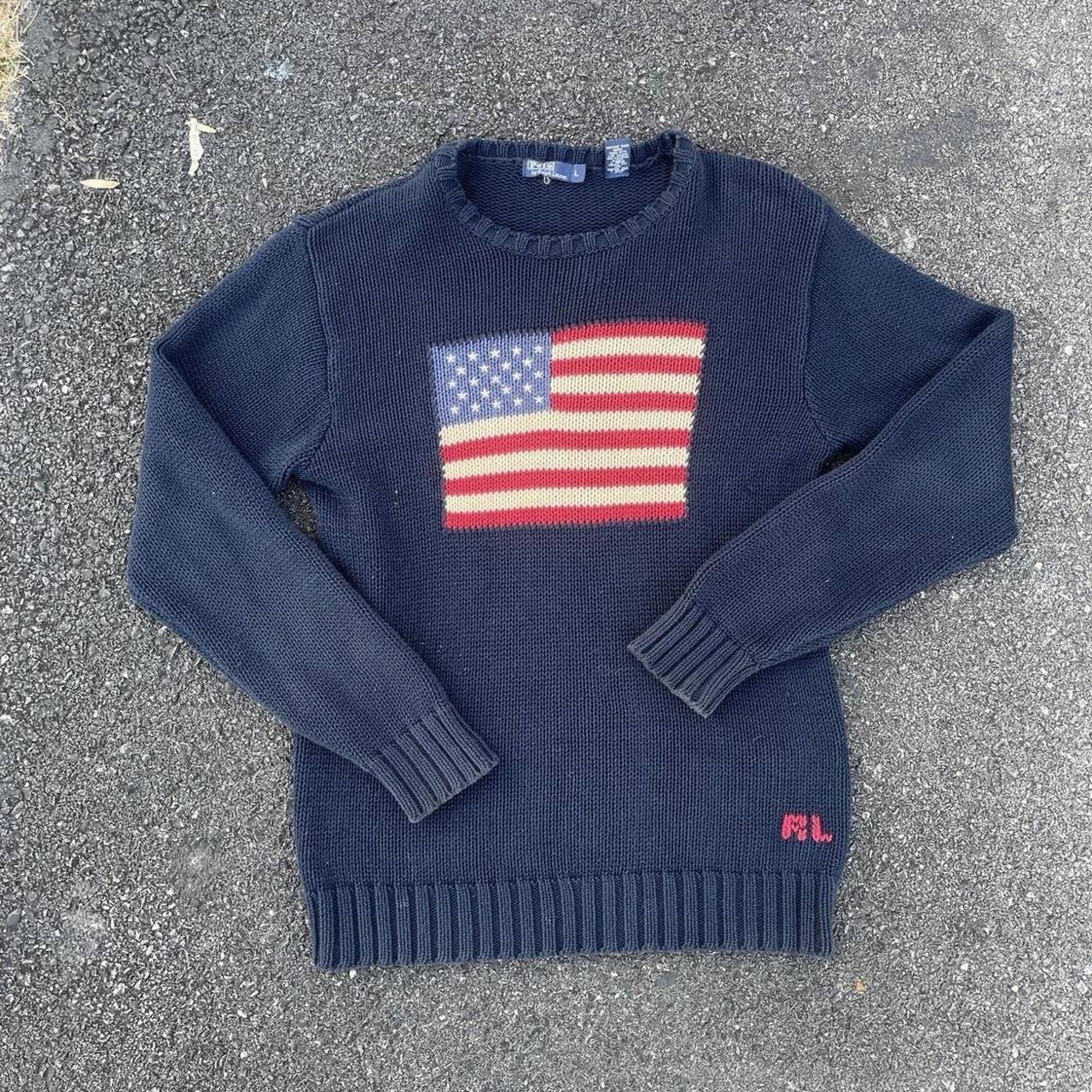 Polo Ralph Lauren Flag Sweater Mens L Vintage... - Depop