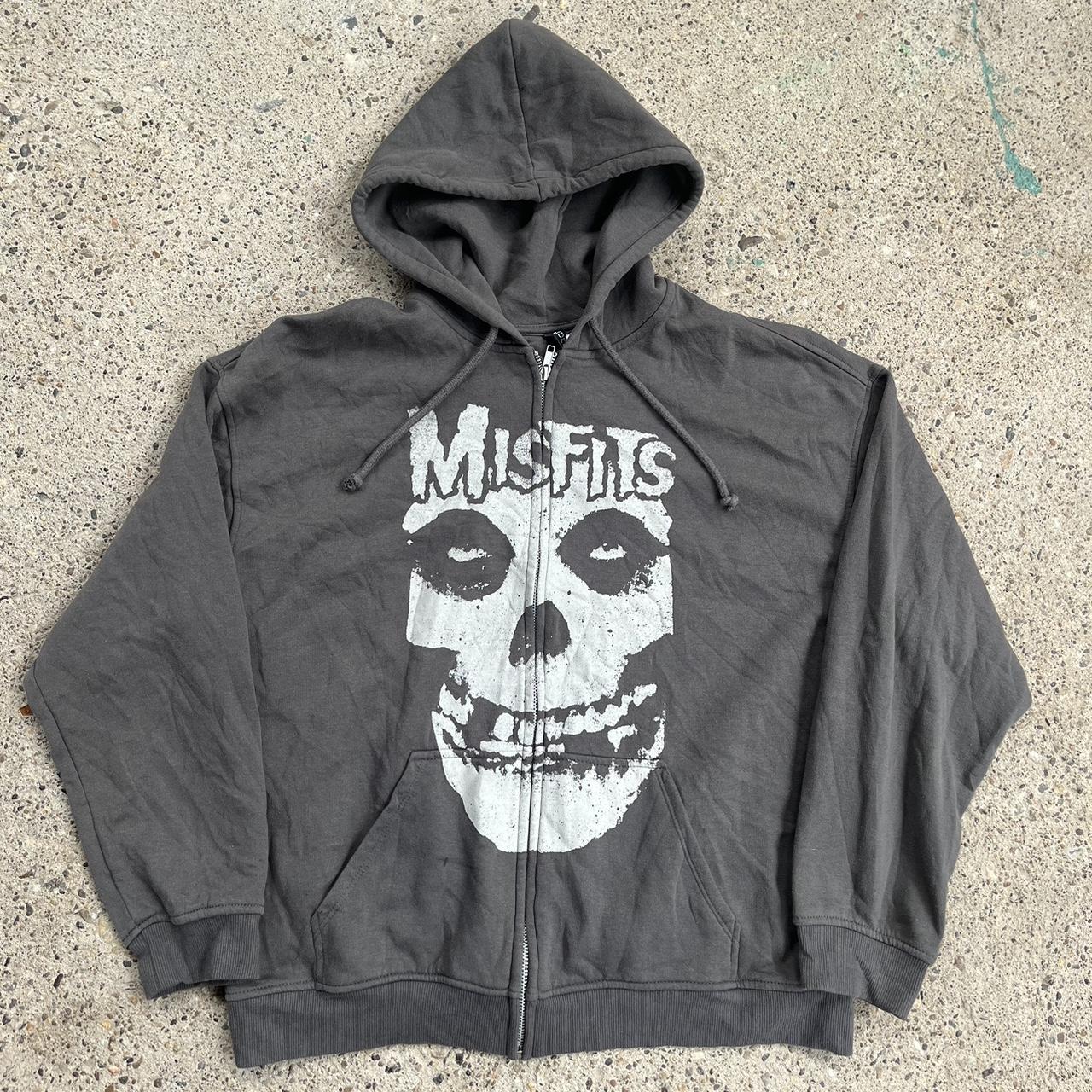 Misfits logo Zip Up hoodie size M Graphic y2k style... - Depop