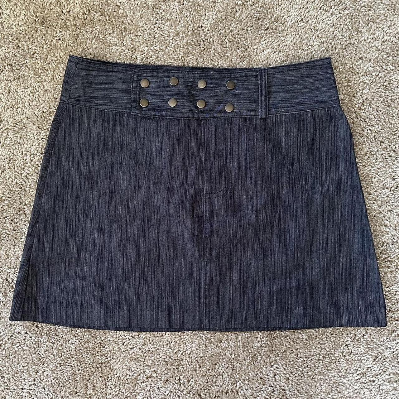 Copper Key Women's Navy and Grey Skirt | Depop