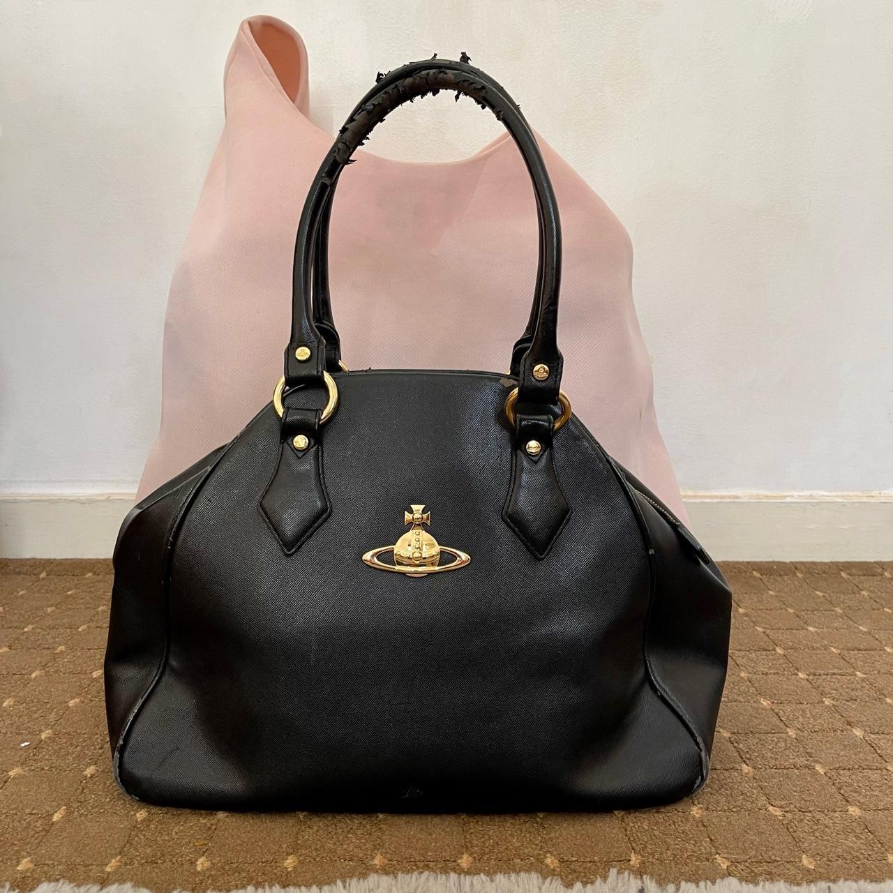 Vivienne Westwood Women's Black and Gold Bag | Depop