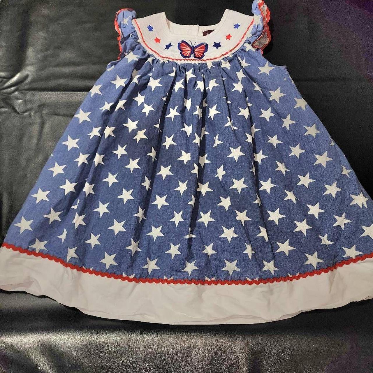 LIL Cactus Girls Red White Blue Smocked Star Bishop Depop