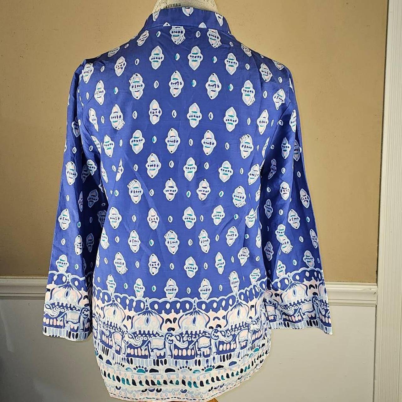 Lilly Pulitzer Asanic Tunic In Lapis good Lazuli V-Neck Blouse Top L