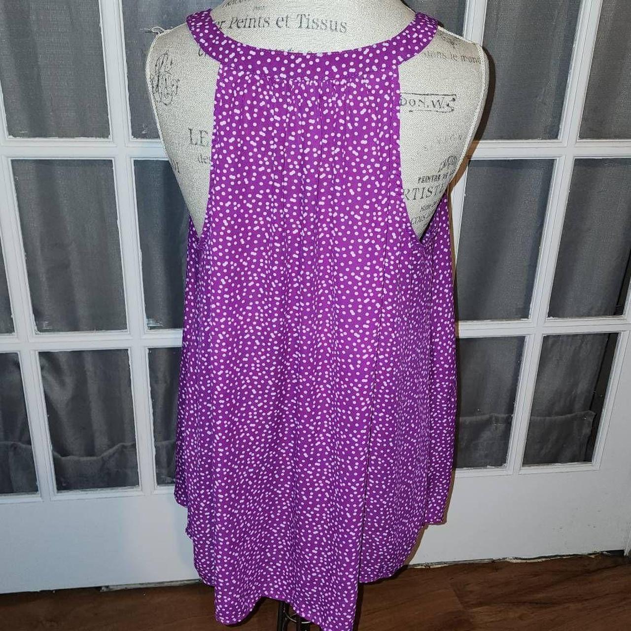 Torrid Purple Dotted Split Tie Neck Sleeveless retailer Loop Button Georgette Top Size 1