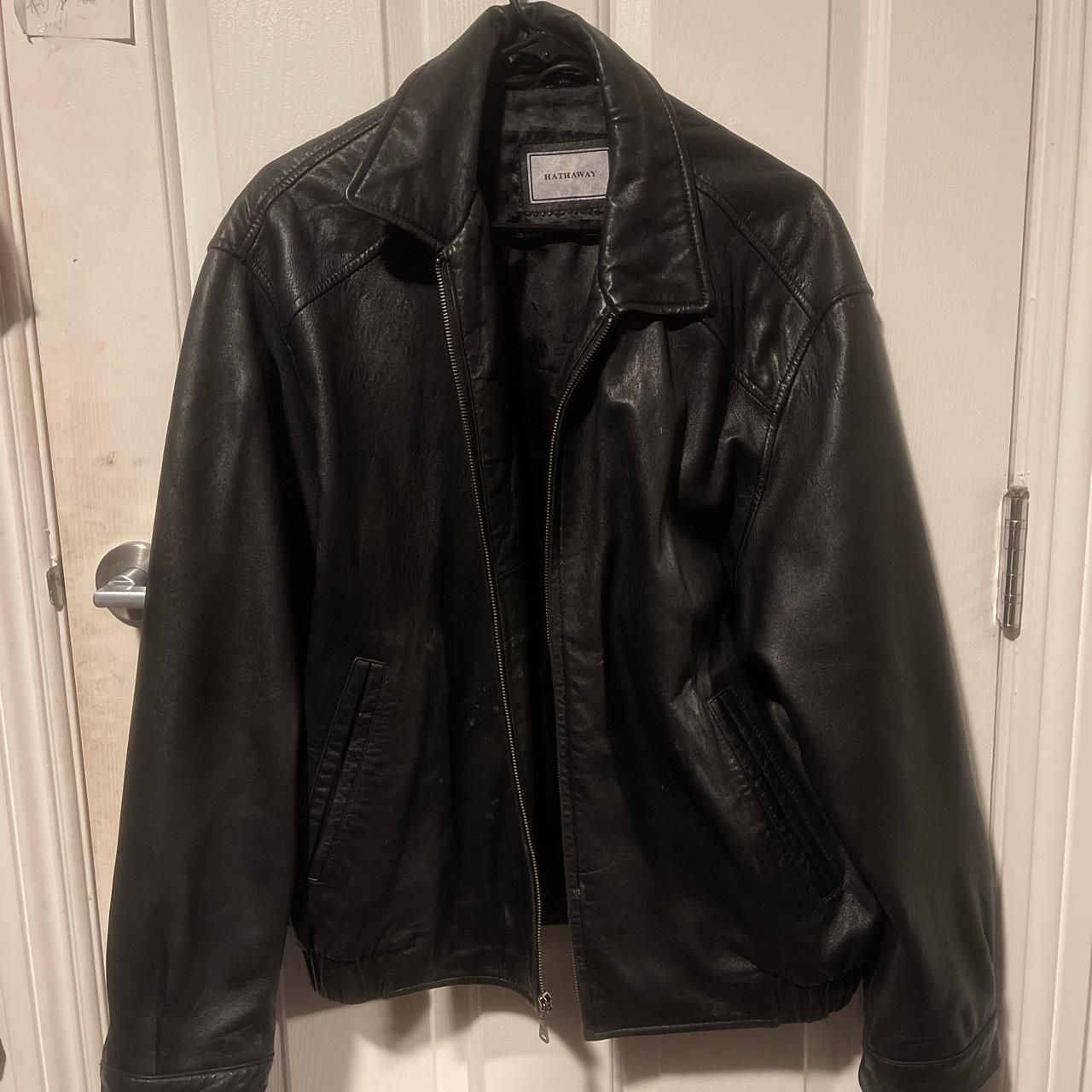 Leather Bomber Jacket • size L • good for both... - Depop