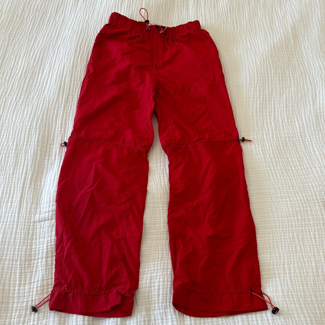 Red discount windbreaker pants