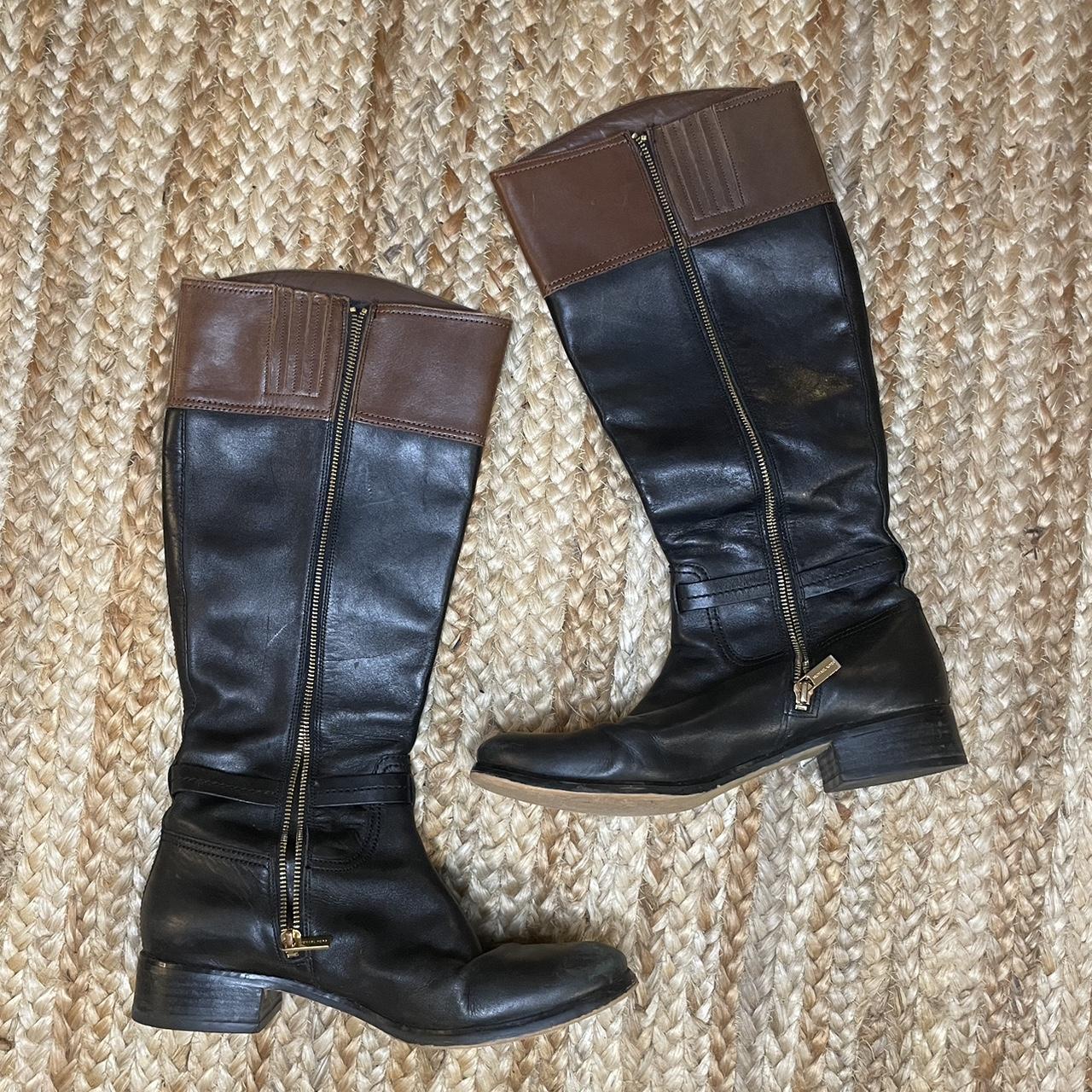 michael kors black and brown riding boots