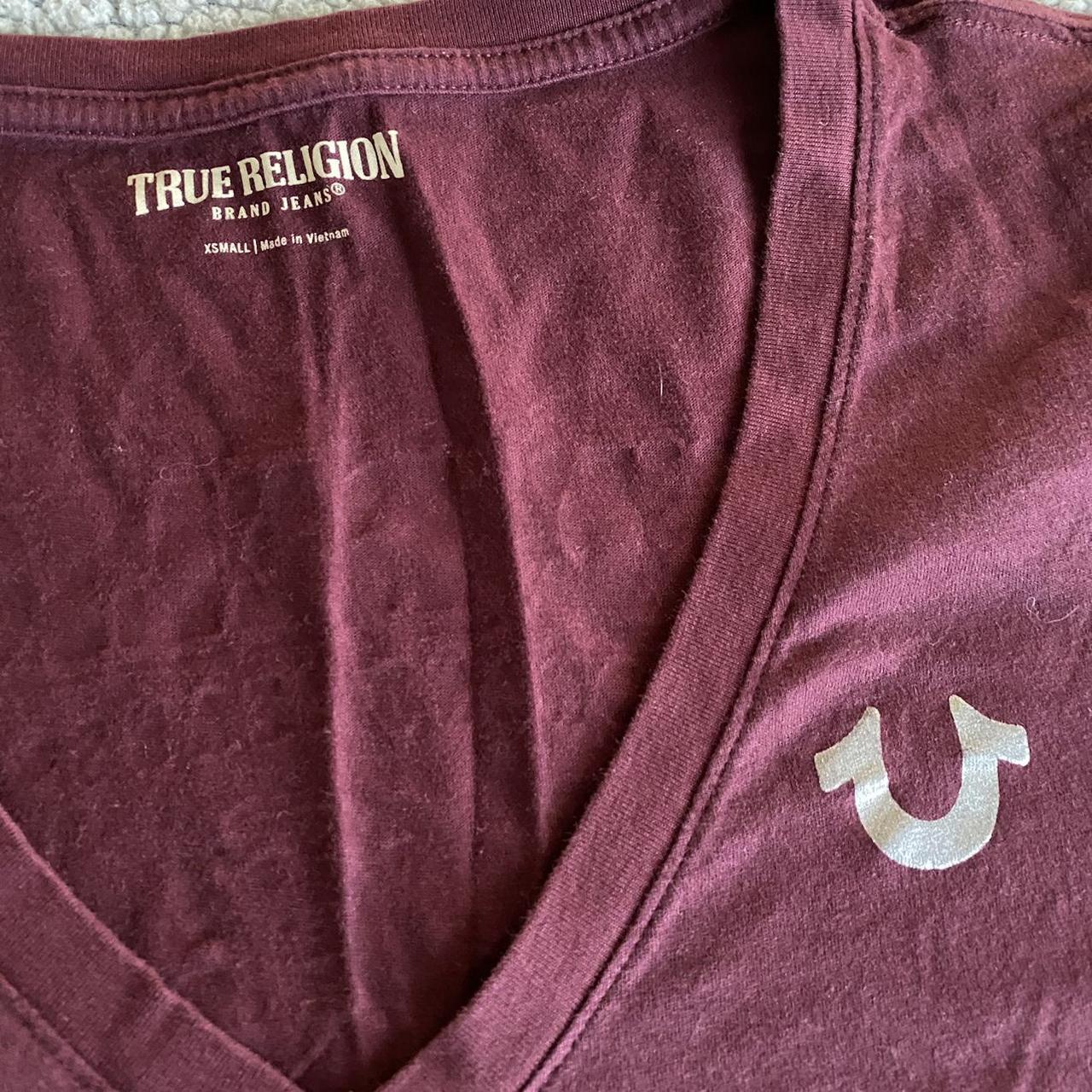 True Religion Women's Burgundy Shirt | Depop