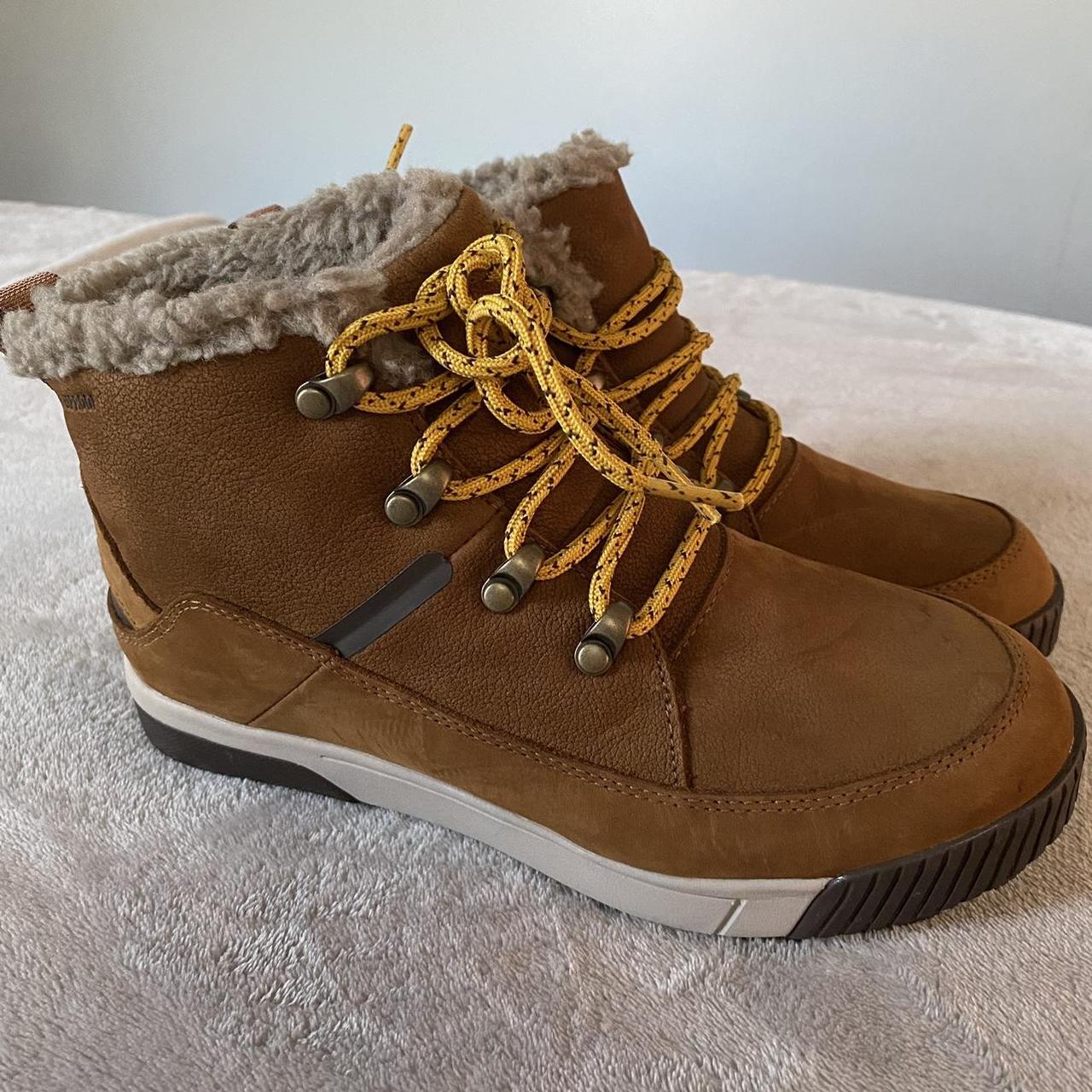 The North Face Women's Brown and White Boots Depop