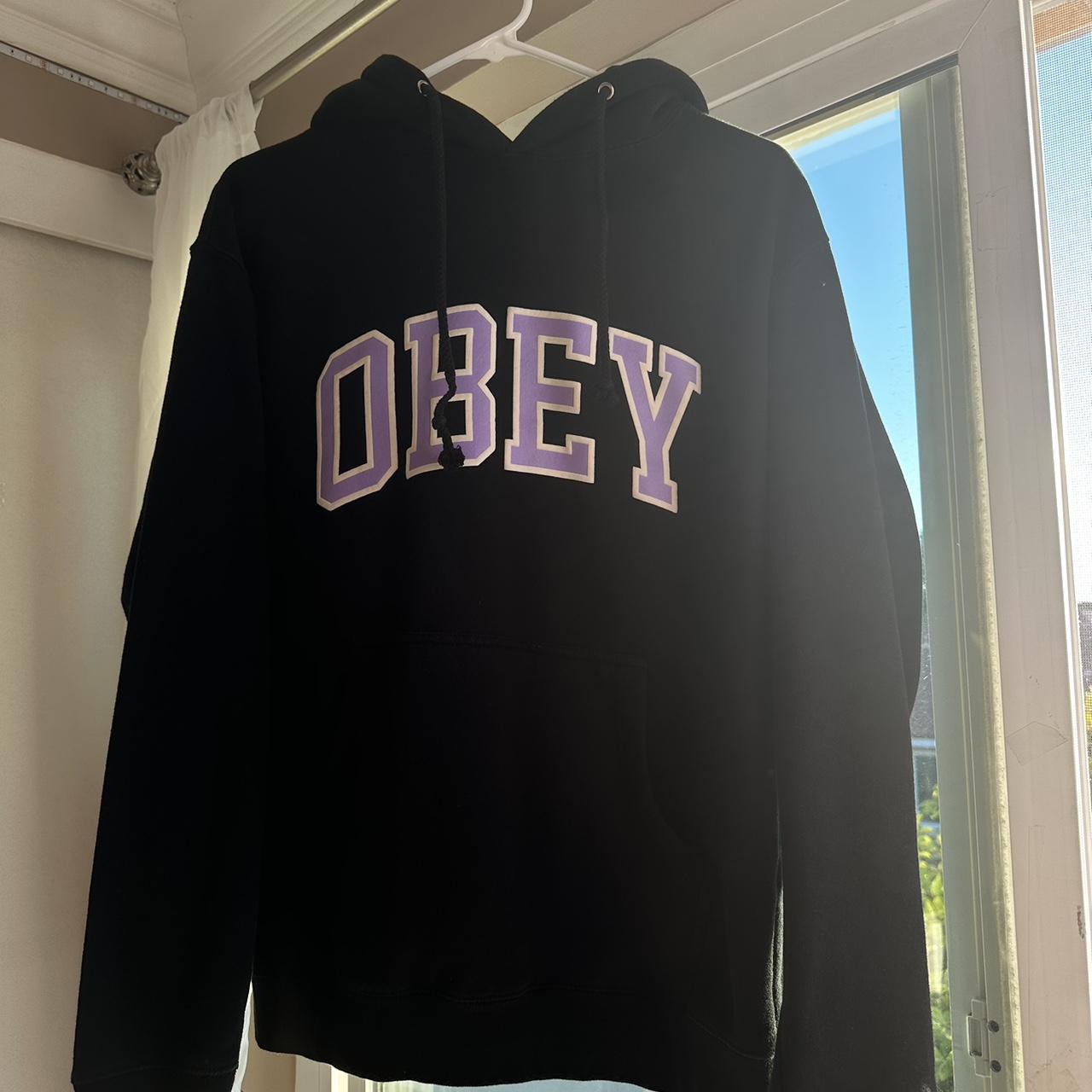 Black Obey hoodie - Depop