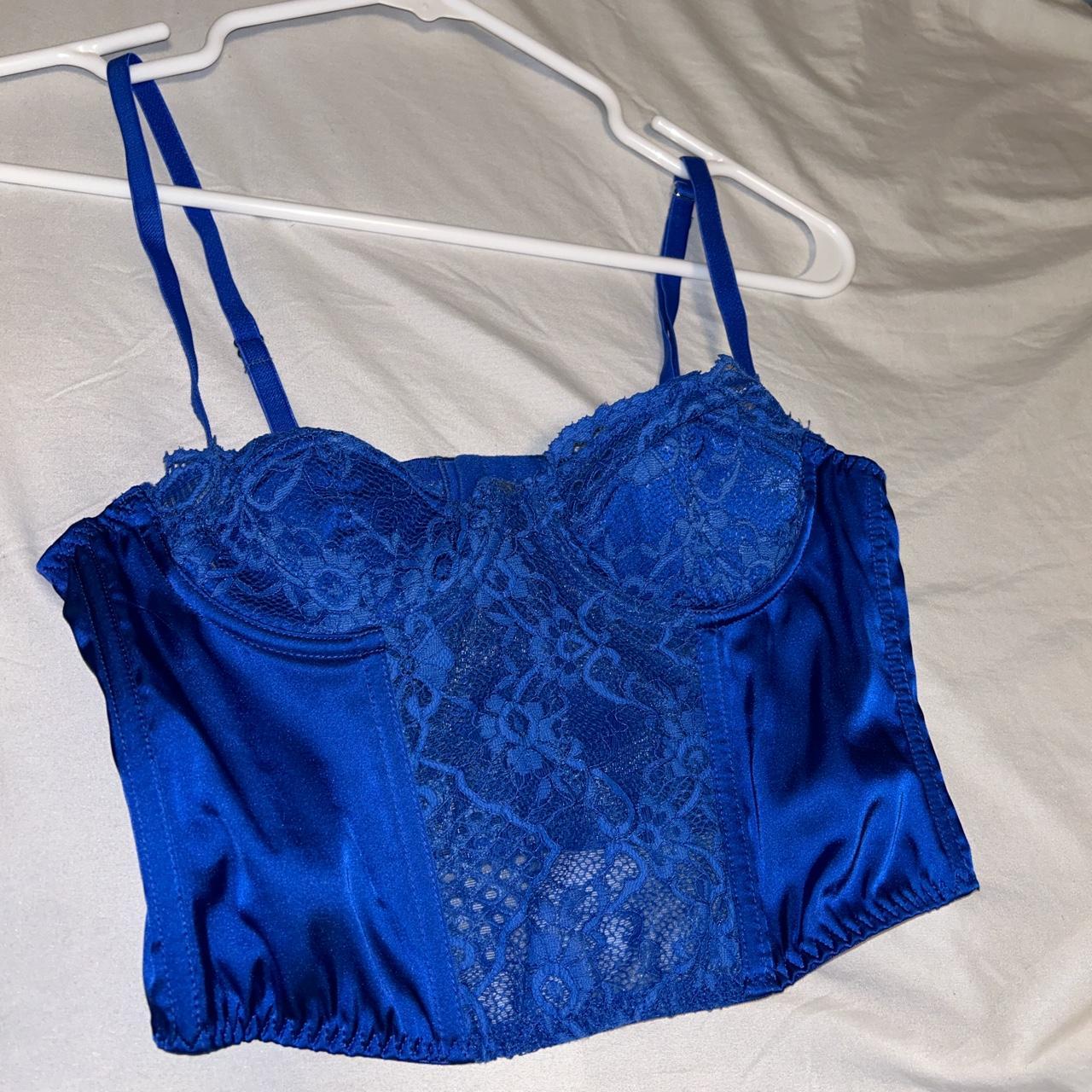 Size small blue cropped corset top from urban... Depop