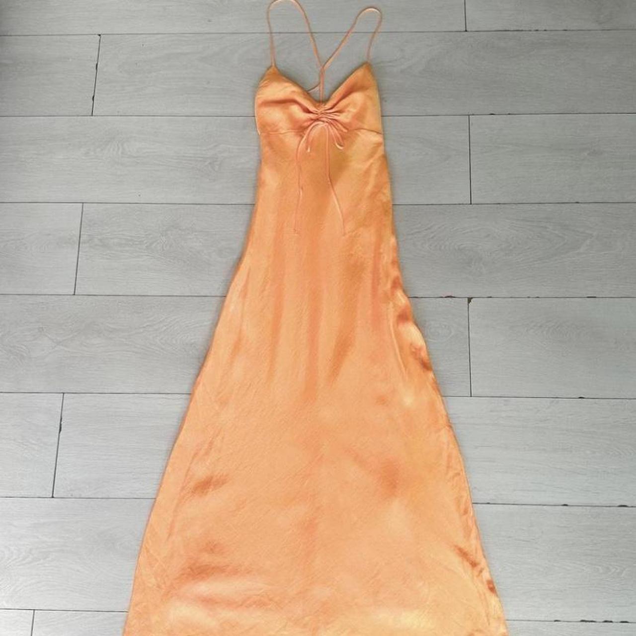 Zara peach satin midi dress, Some small signs of wear