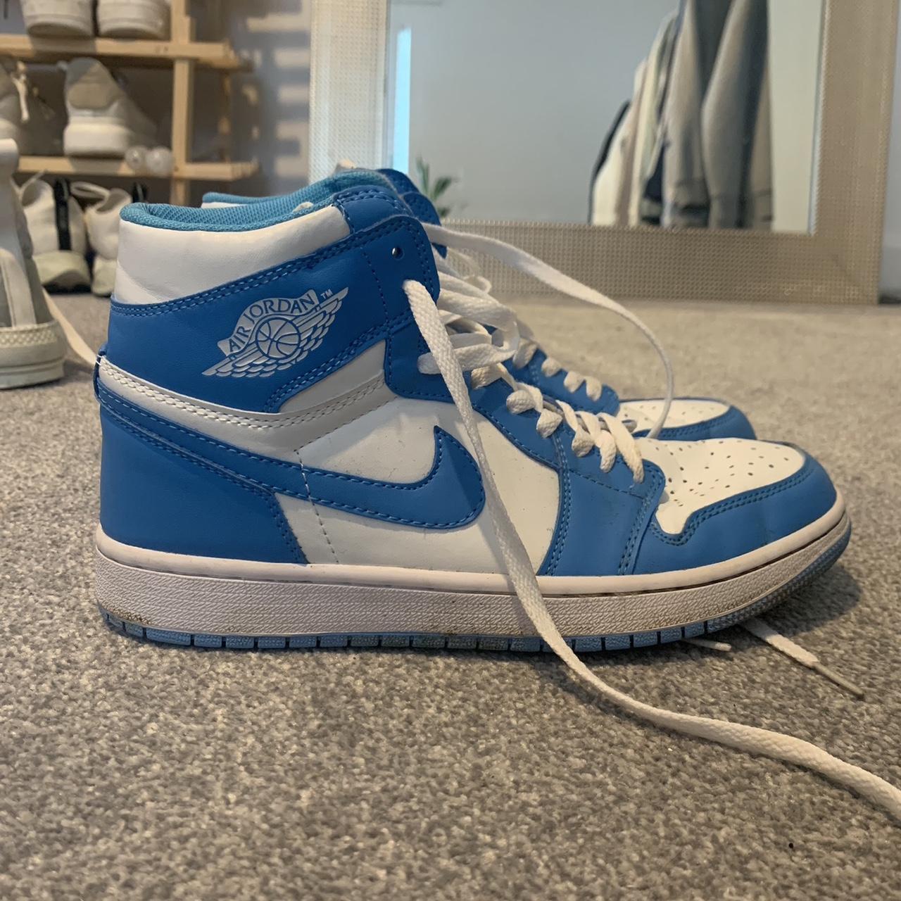 Dunks Laser Blue High Top Fairly worn good condition - Depop