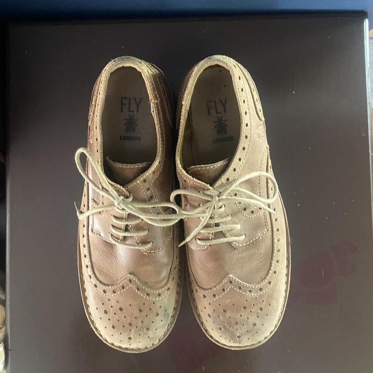 Fly London Brogues tan some scuffs on top of toe... - Depop