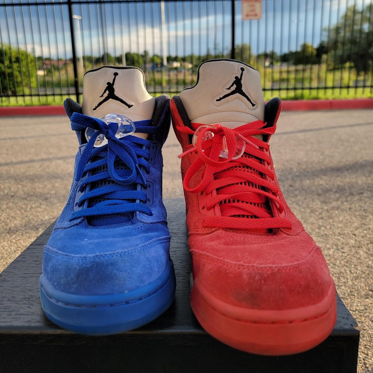 Air Jordan 5 Blue and Red Suede