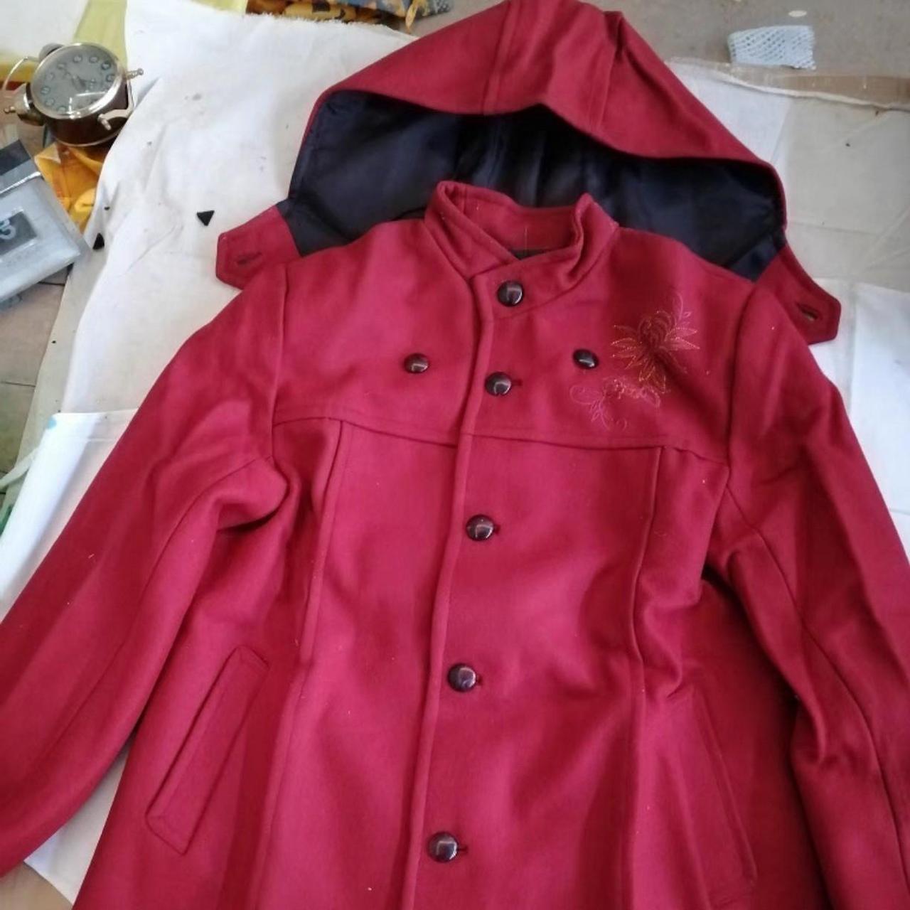 Tweed stand-up collar Real Vintage coat jacket with... - Depop