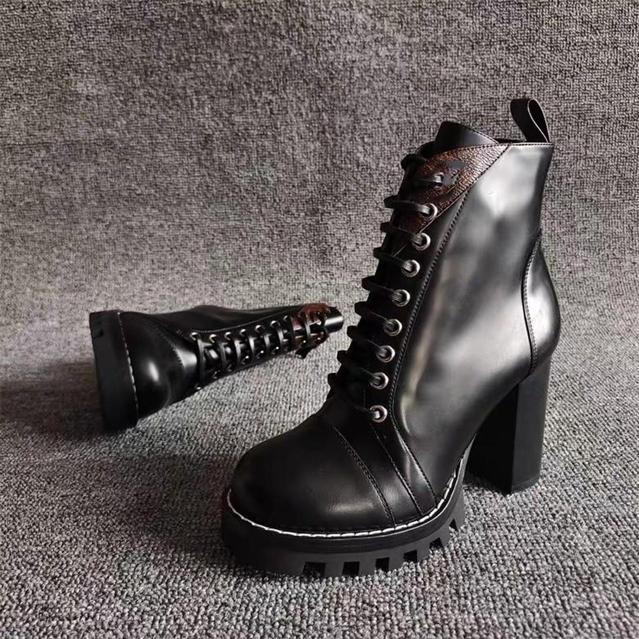 Real Leather Women's Anckle Boots Round Toe Chunky... - Depop