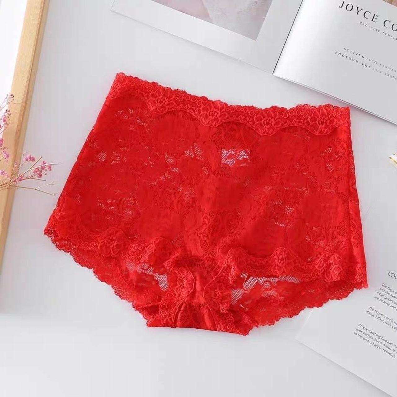 Red Lace flower Boxer Shorts/ Briefs Size: L for... - Depop