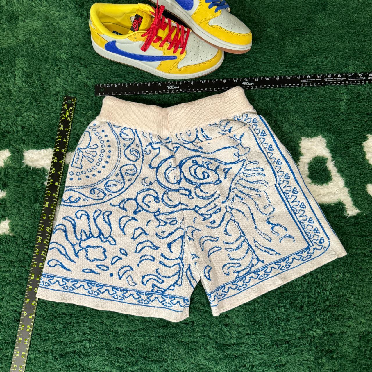 Rhude Knitted Cashmere Shorts Khaki with Blue | Depop