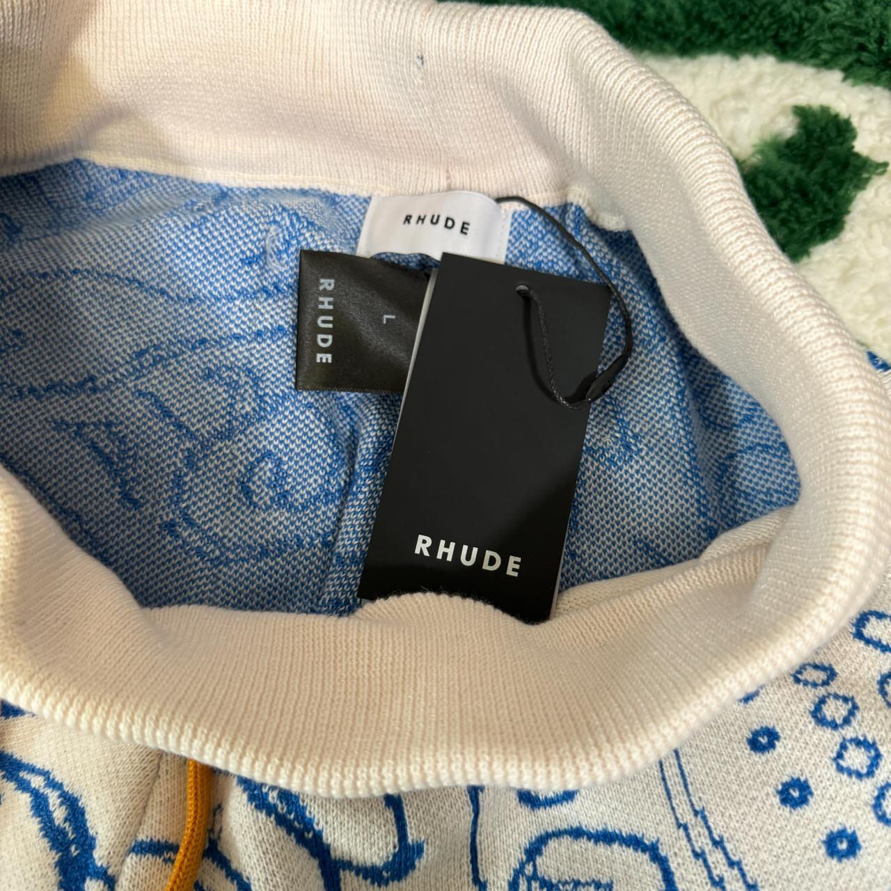 Rhude Knitted Cashmere Shorts Khaki with Blue | Depop