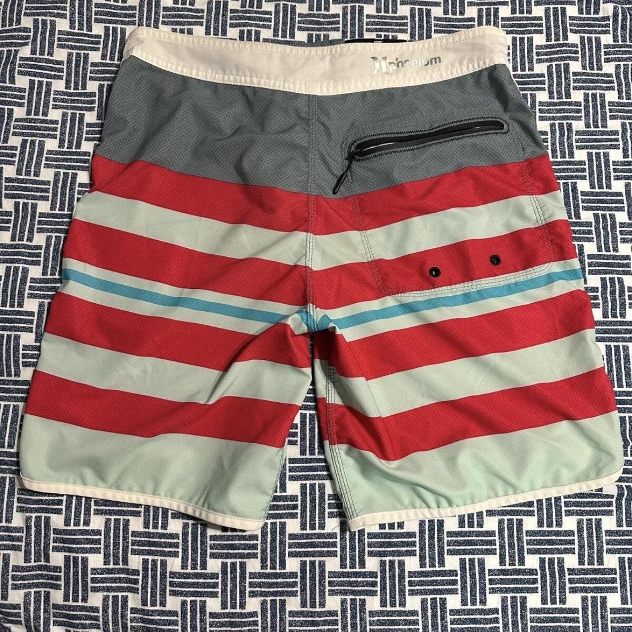Hurley Men's Red and Cream Swimsuitonepiece Depop