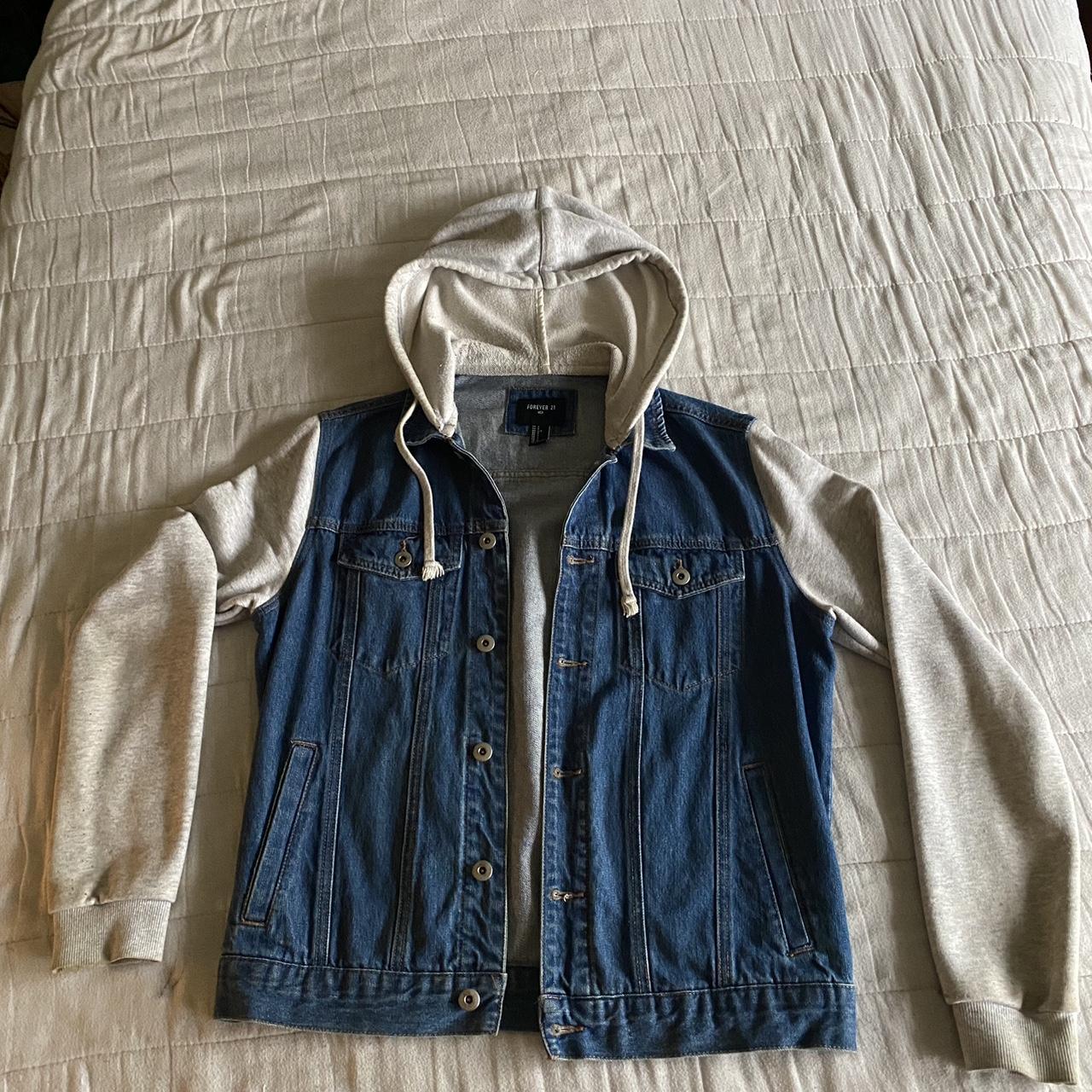 Forever 21 best sale hooded denim jacket