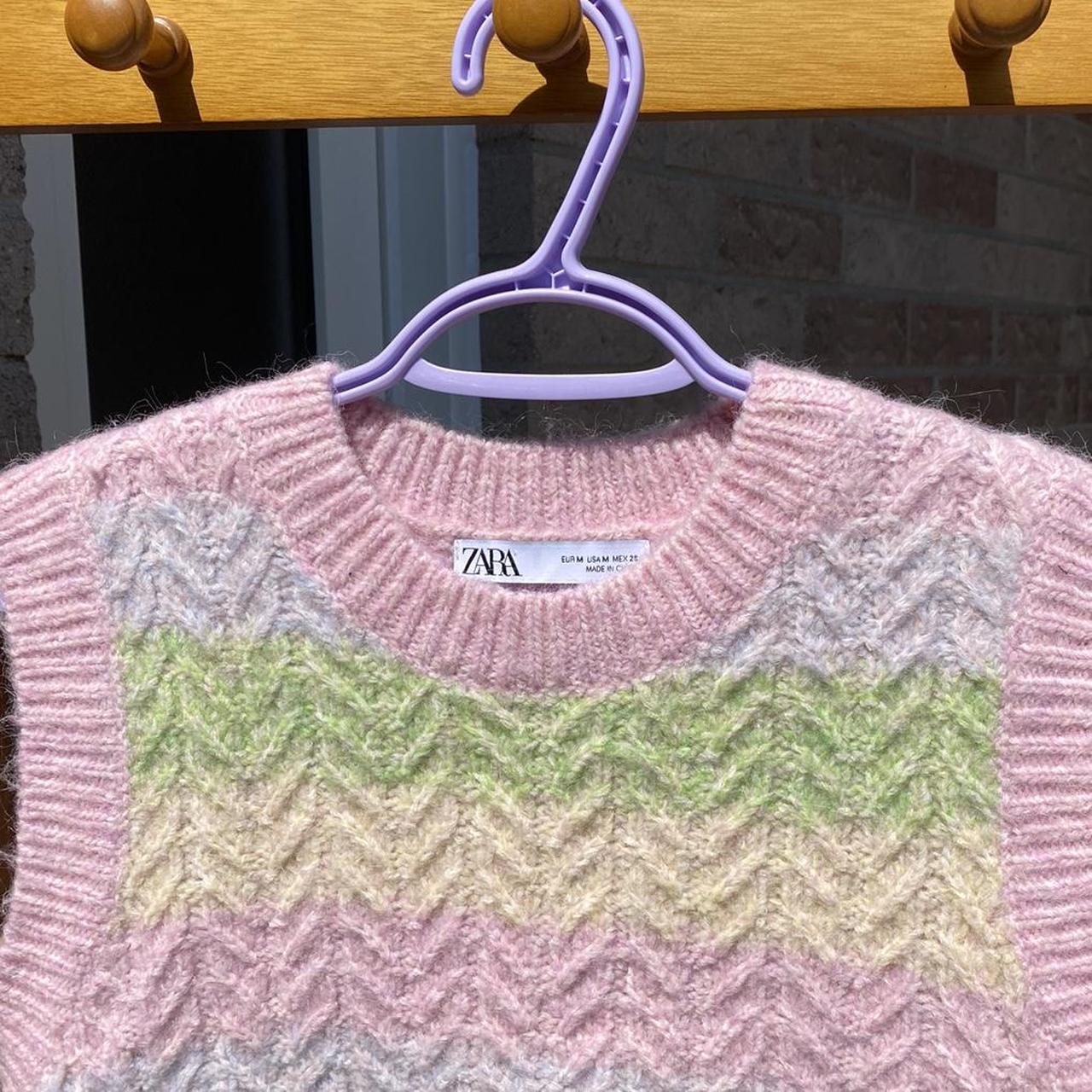 pastel striped knit sweater vest from Depop