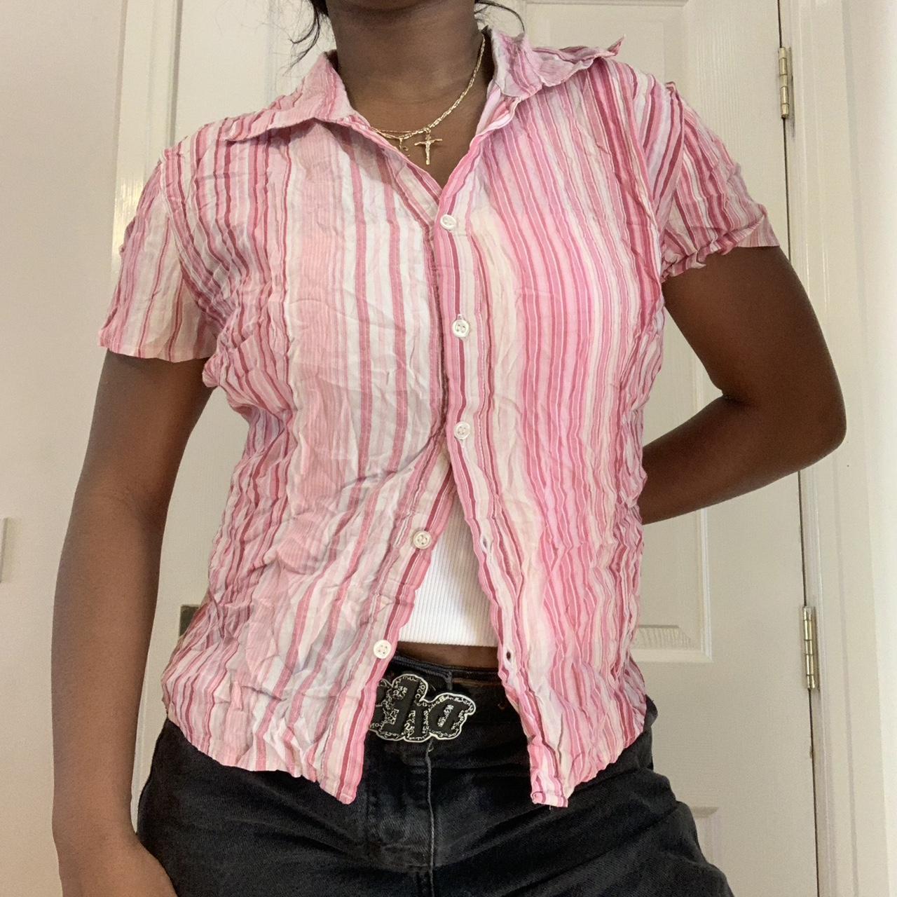 Vintage striped pink shirt The perfect vintage shirt... - Depop