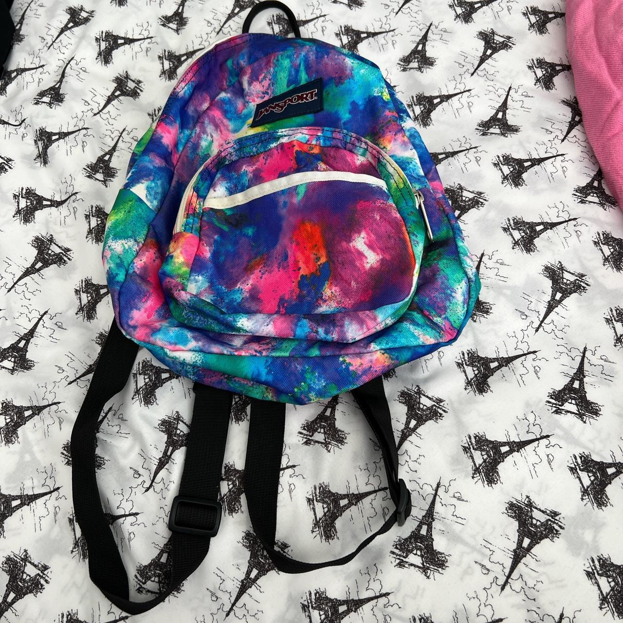 Pink and Blue Leopard Jansport Mini Backpack No - Depop