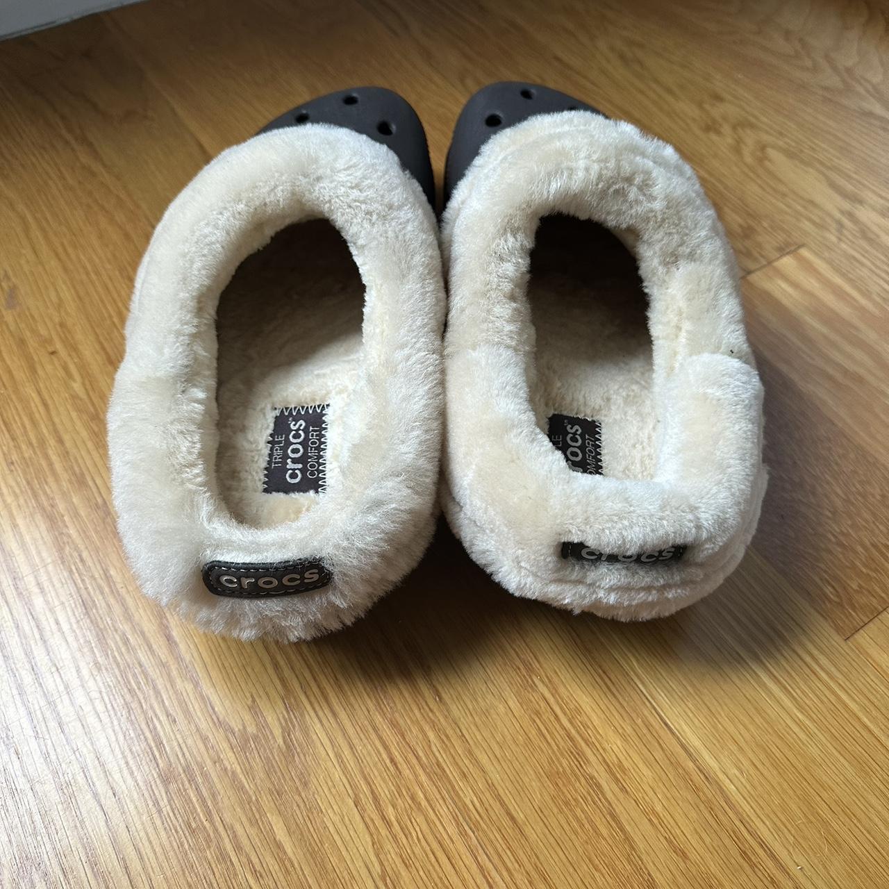 Brown fur-lined Crocs. Size 9M / 11W. Gently used.... - Depop