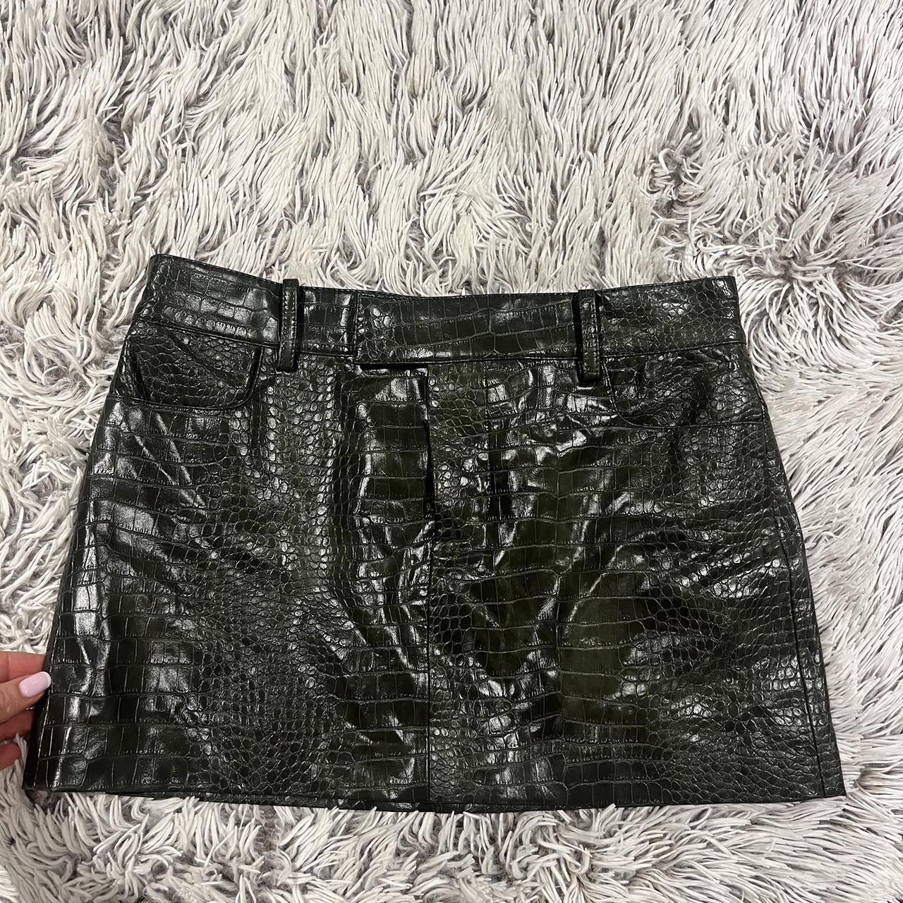 Snake Print Green Faux Leather Skirt Zara Mango Green Snake Print