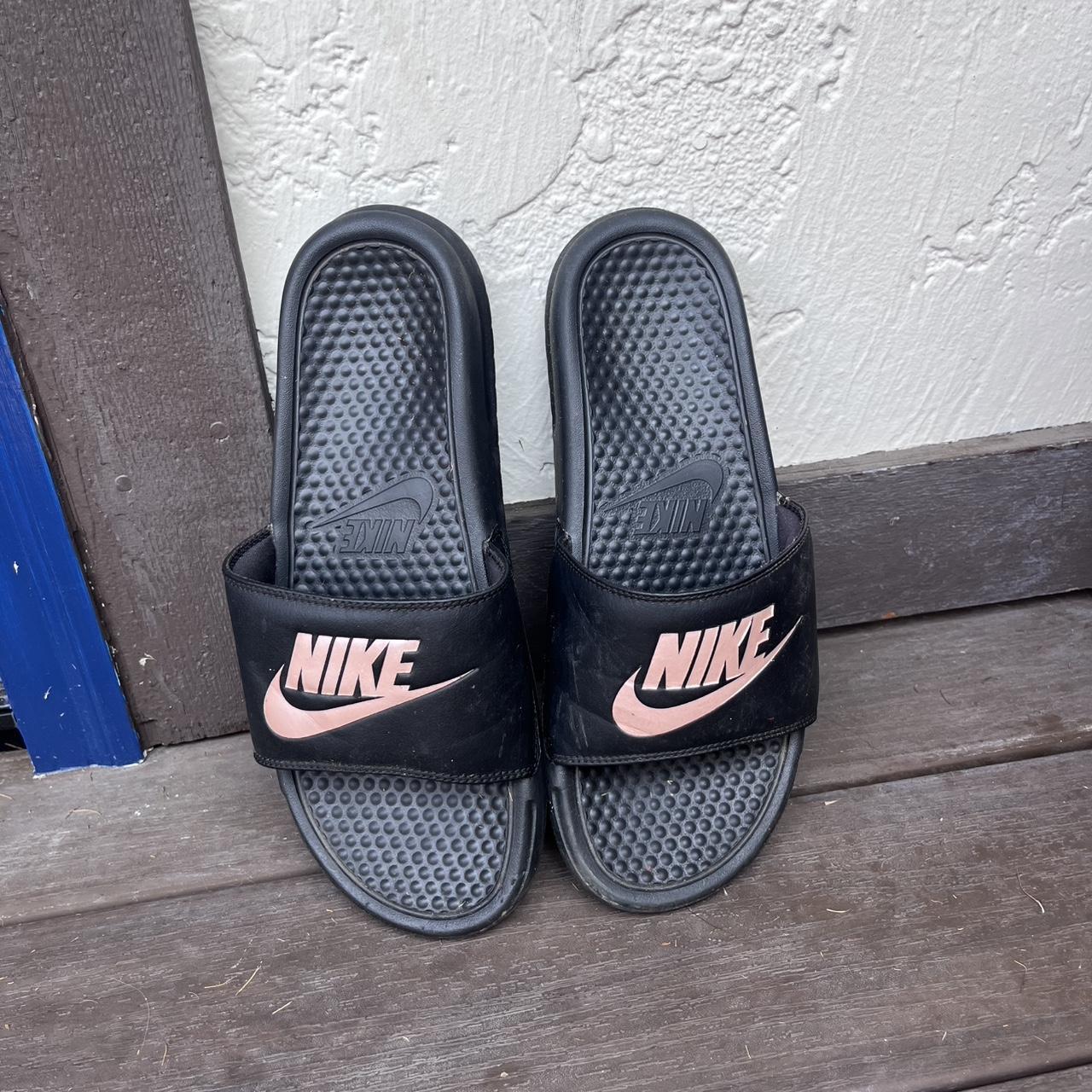 nike slides black and red