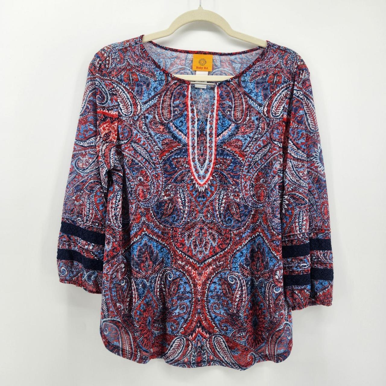 Ruby Rd. Women's Blouse - Red/Blue - M – Ruby Rd.… - image 1