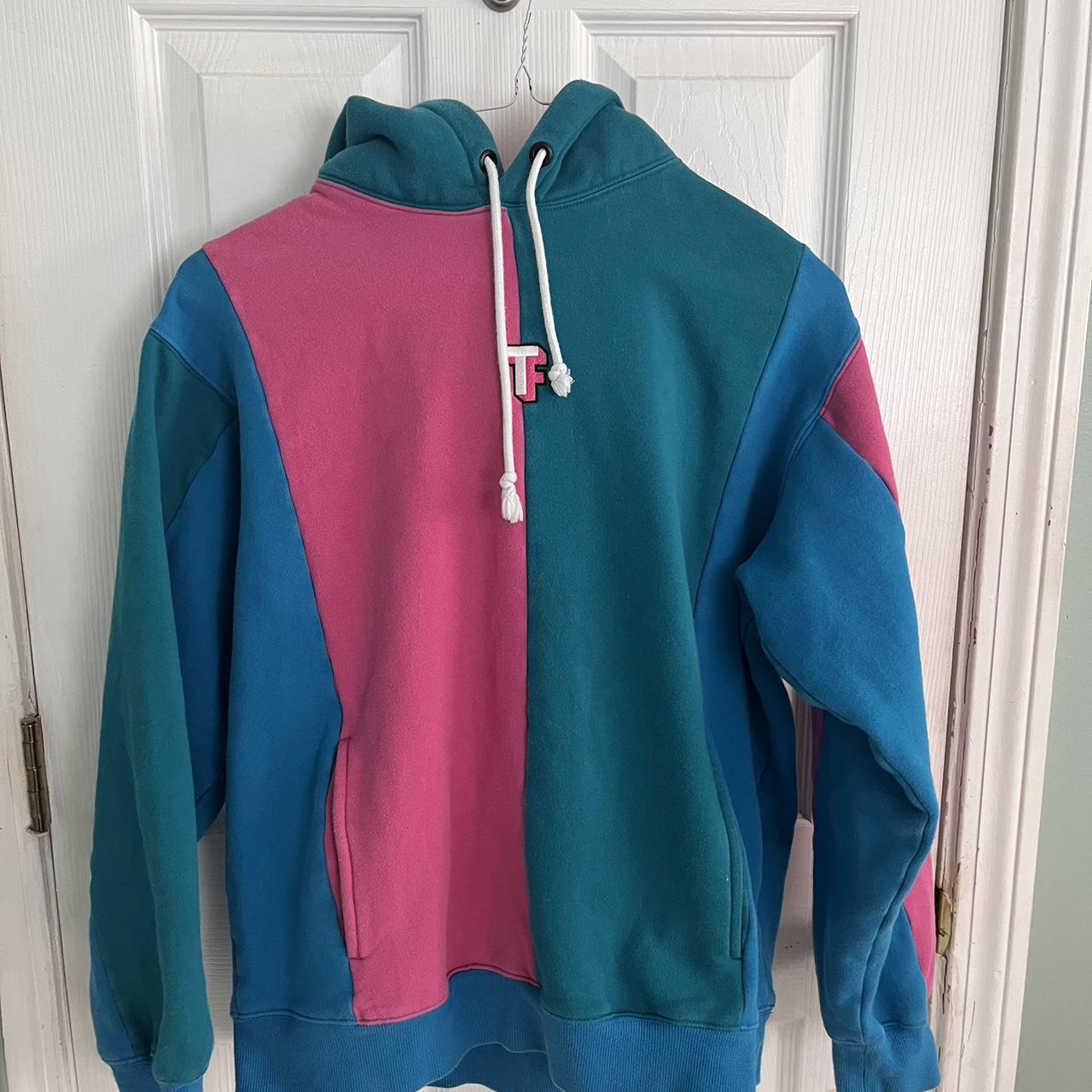 Teddy Fresh H3H3 pink and blue color block hoodie