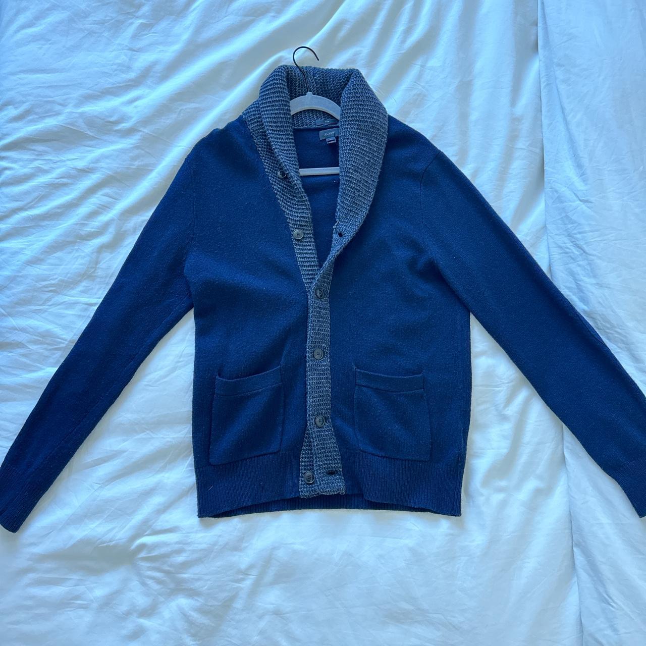 J.Crew Men’s Cardigan Sweater (Navy). The back has... Depop