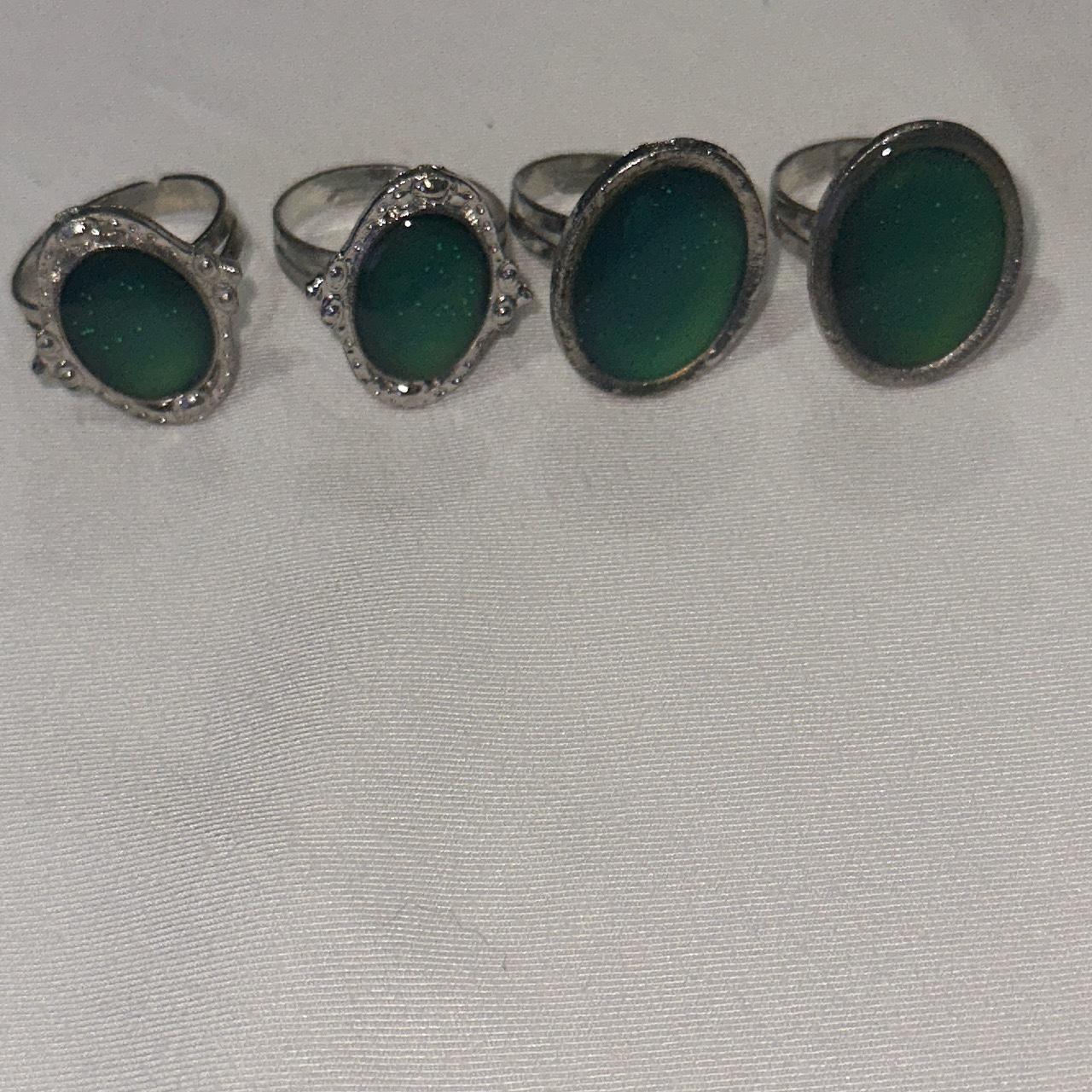 Set of 4 brand new adjustable glitter mood rings... - Depop