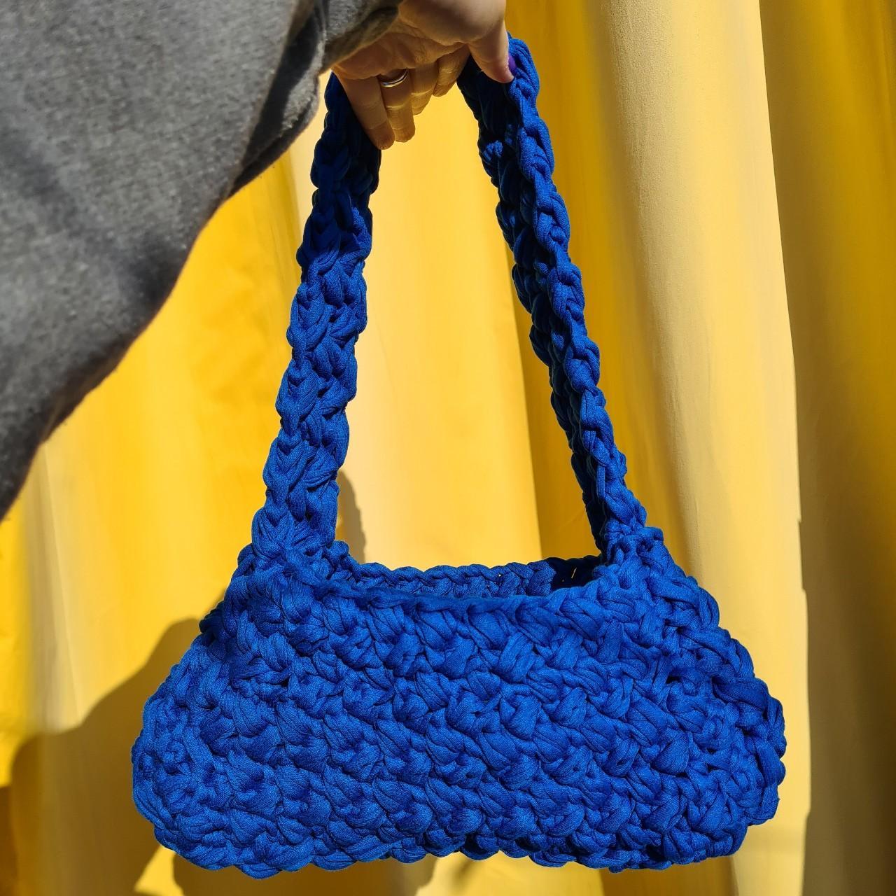 Blue chunky crochet bag 💙 Handmade using recycled... Depop
