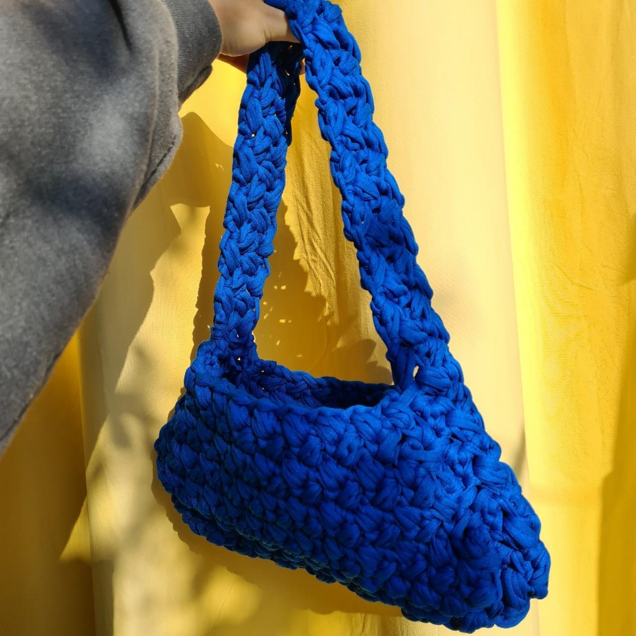 Blue chunky crochet bag 💙 Handmade using recycled... Depop