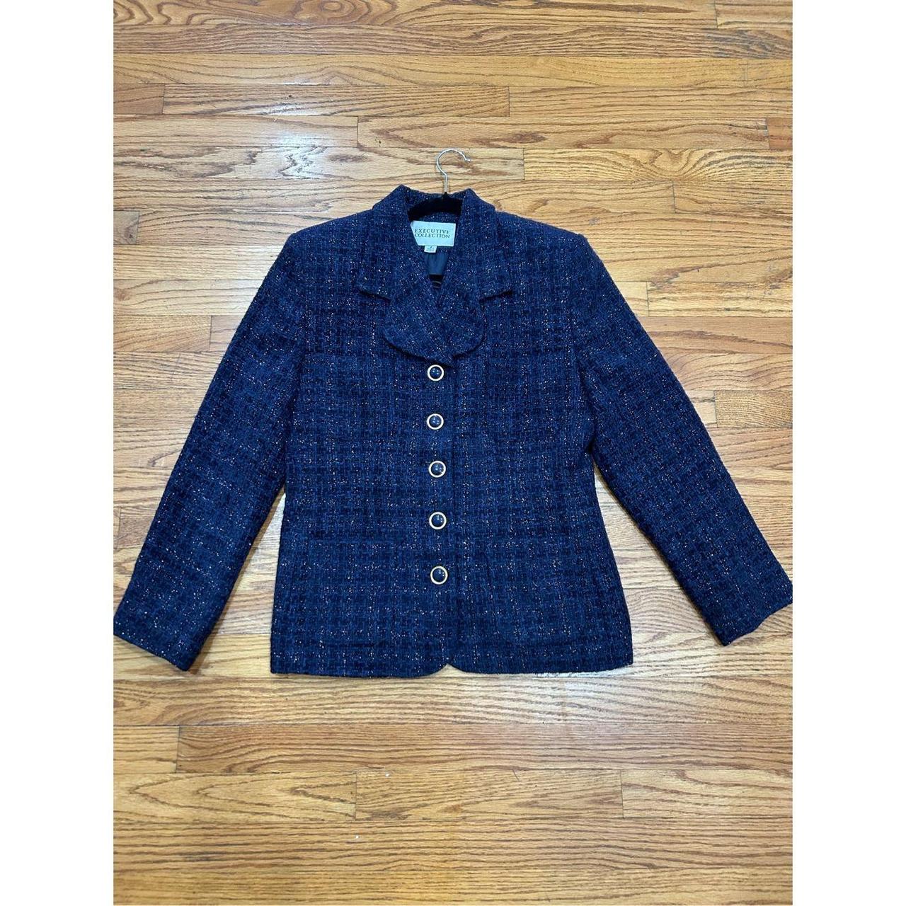 Blue tweed hot sale suit womens