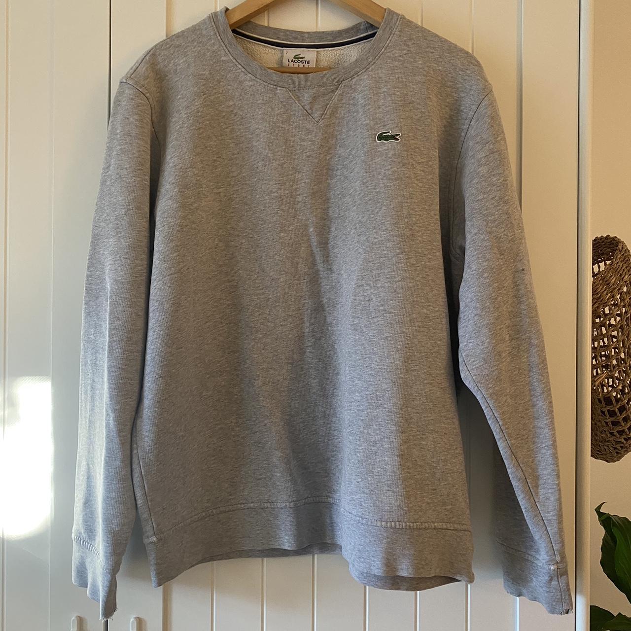 Small grey Lacoste jumper. Great condition barely... - Depop