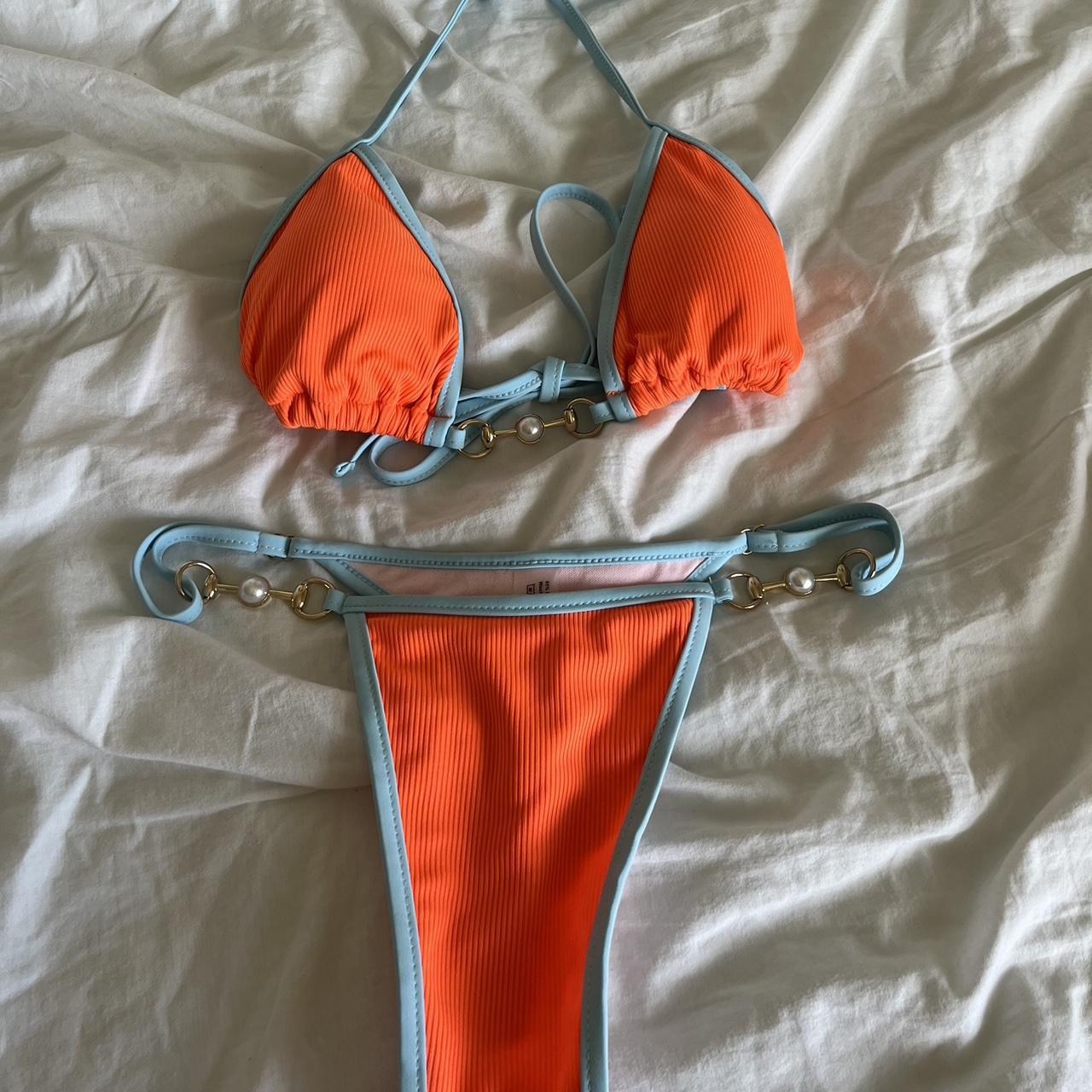 Women's Orange and Blue Bikinisandtankinisets Depop