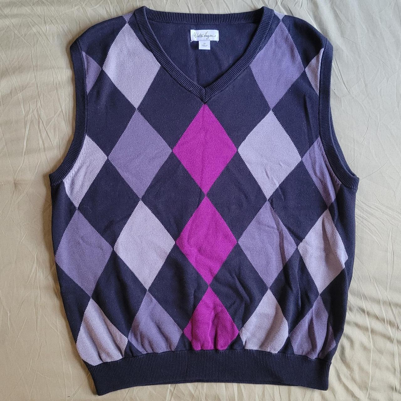 diamond pattern sweater vest - Depop