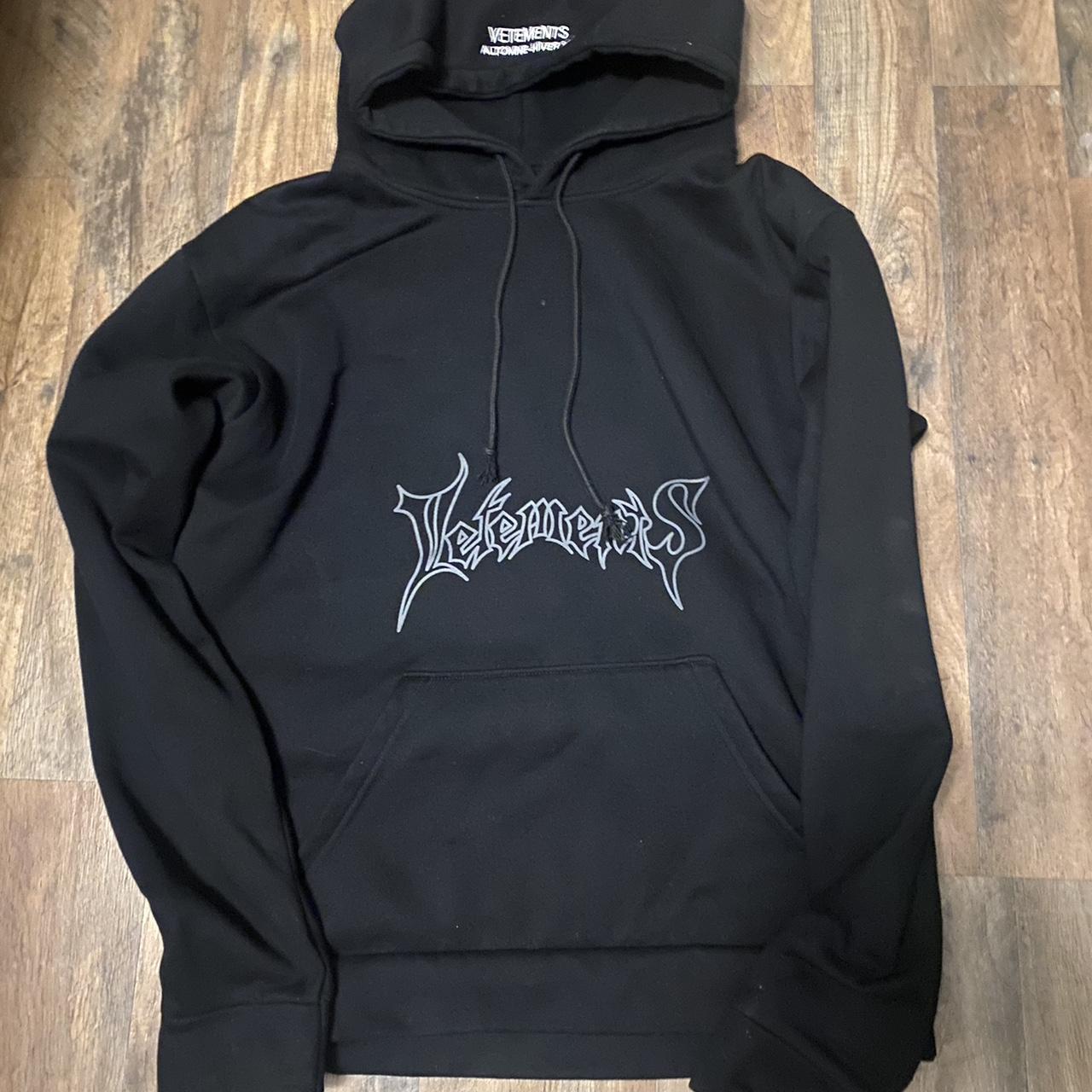 Vetements Men's Black Hoodie | Depop