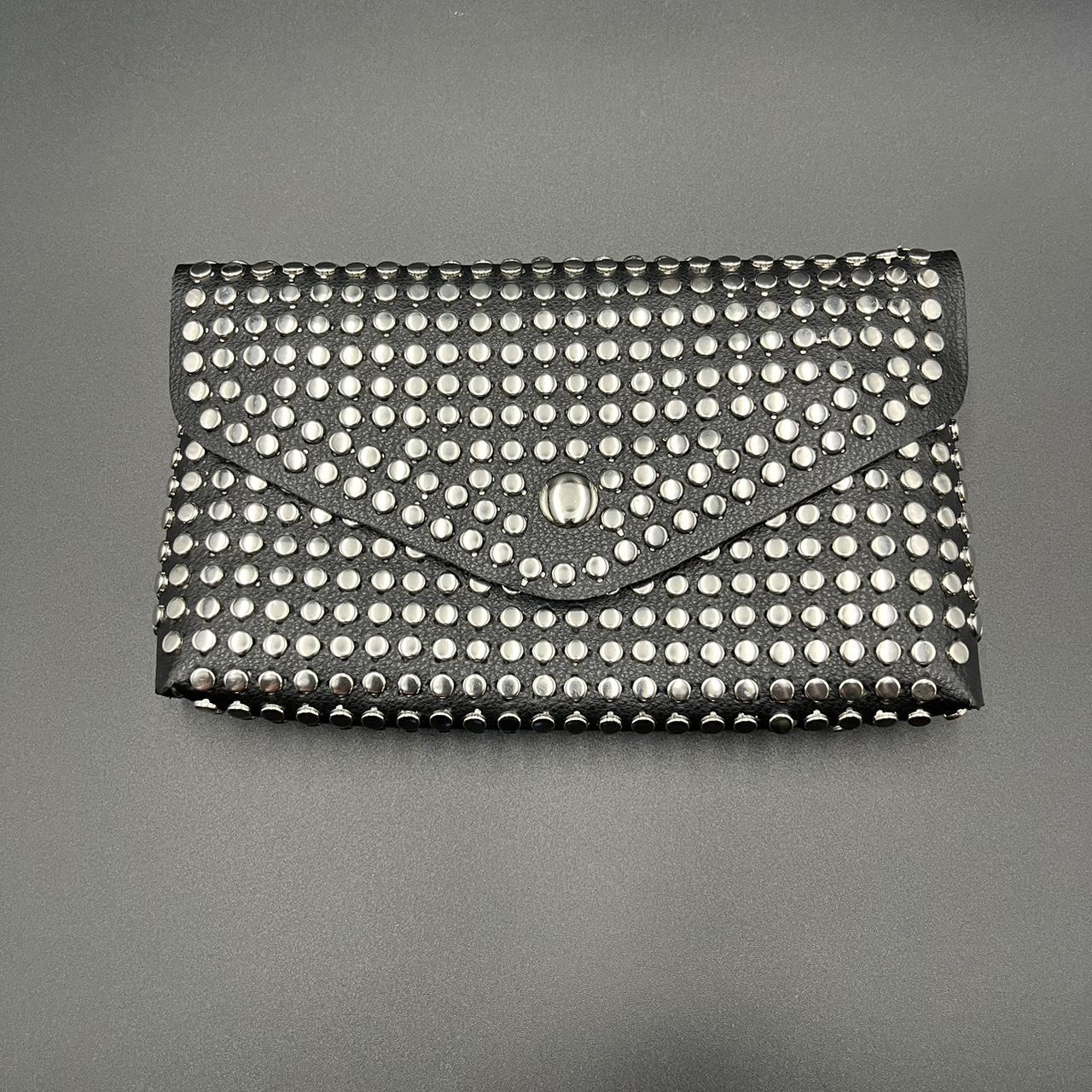 Black studded wallet snap closure 7"x4" belt loop... Depop