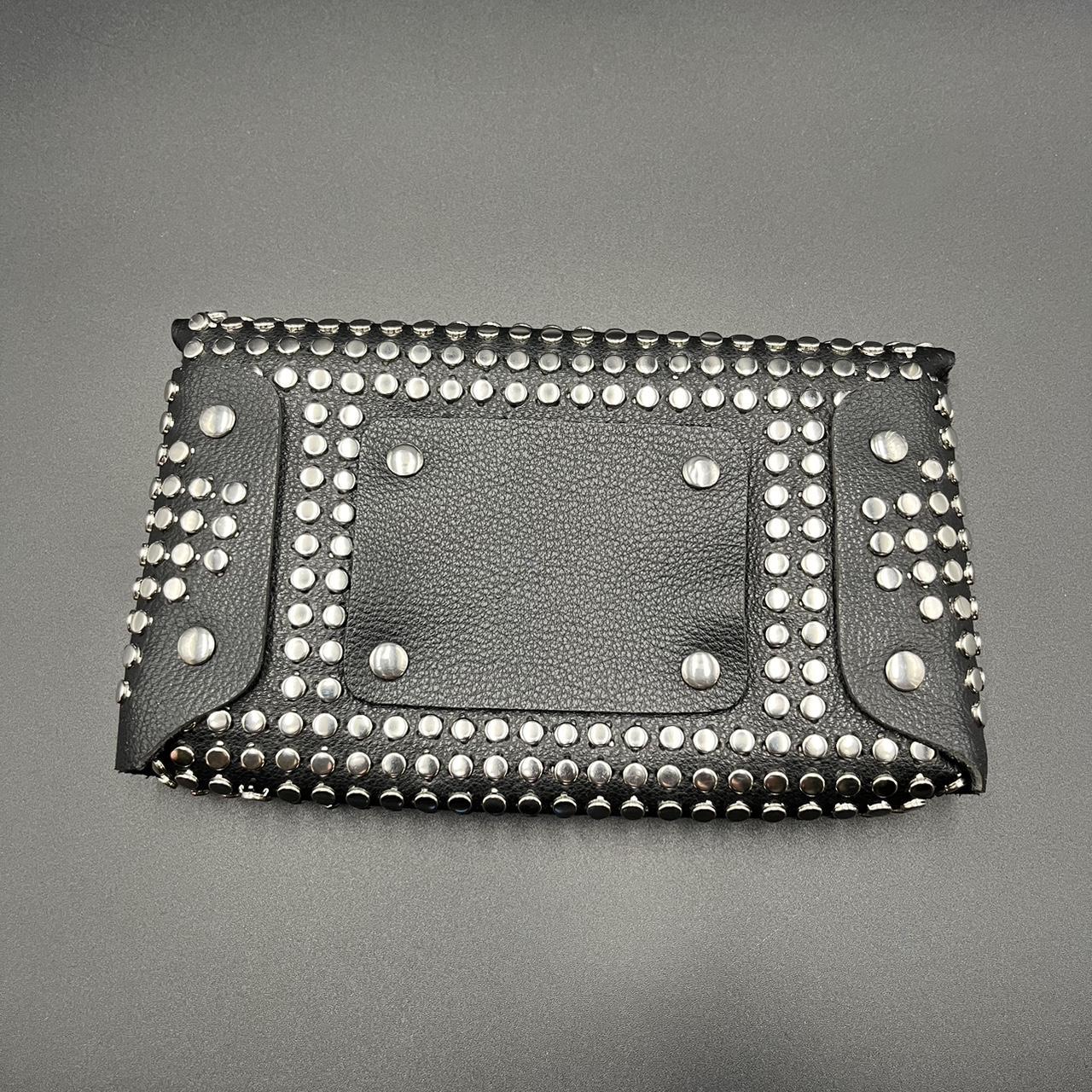 Black studded wallet snap closure 7"x4" belt loop... Depop