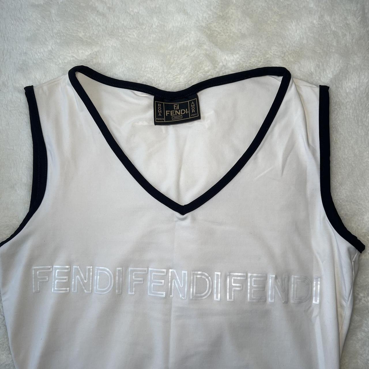 Vintage Fendi Jeans Logo Nylon Stretch Tank Top Depop